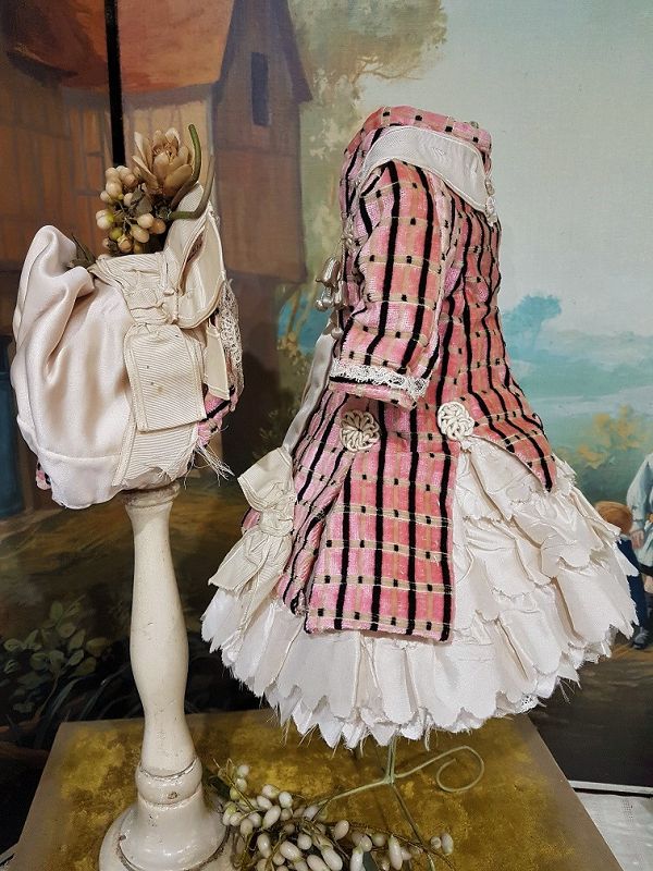 Superb French Silk Costume with matching Bonnet