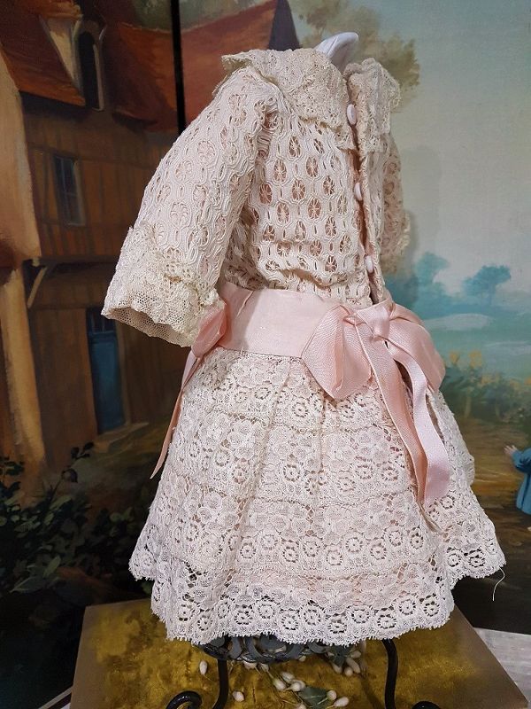 Lovely antique French silk and Eyeled Gown from France circa 1880th.