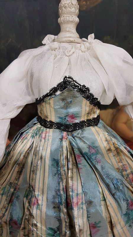 Most Beautiful Enfantine silk Gown with Blouse for Early Fashion Doll