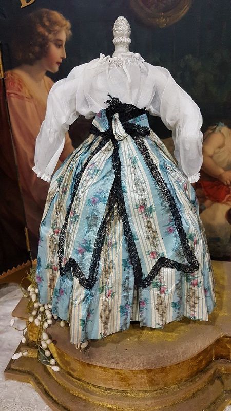 Most Beautiful Enfantine silk Gown with Blouse for Early Fashion Doll