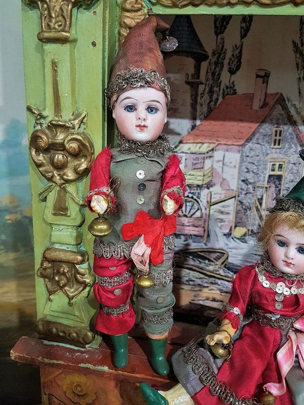 Lovely Bisque Jester Mignonette Boy &amp; Girl in original Clothing