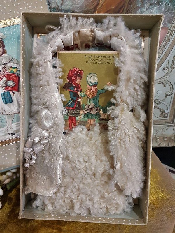 Lovely Antique French Bebe Lamb Fur Winter Set in Box