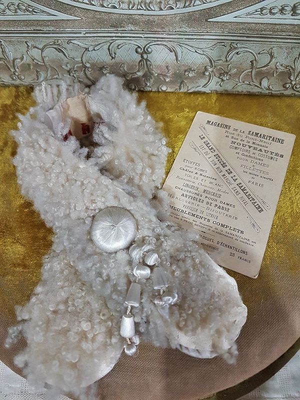 Lovely Antique French Bebe Lamb Fur Winter Set in Box