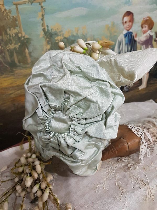 Beautiful one of a kind French Satin Costume with matching Bonnet