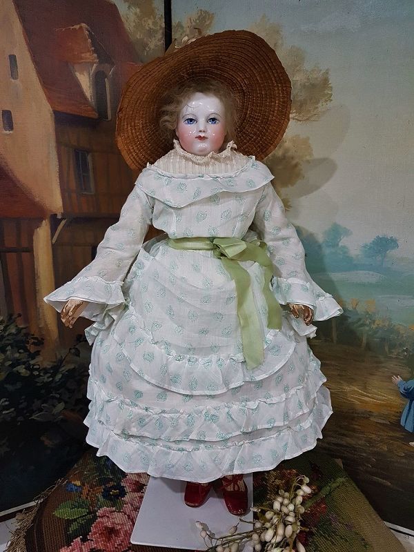 Huret era fine Enfantine Muslin Gown for eraly Poupee from 1858/60