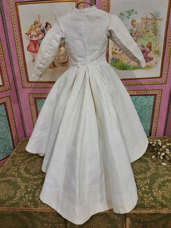 Rare white French Poupee Pique Gown from 1870th. Century