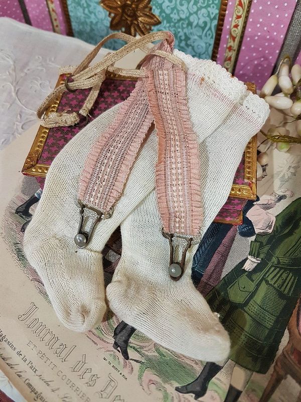 Lovely French Poupee Stocking with Garters in Presentation Box