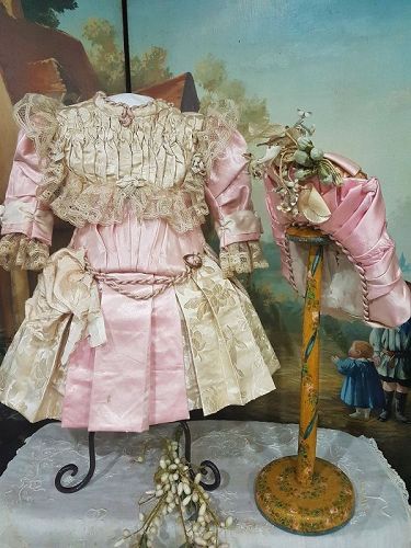 French one of a Kind French Bebe Costume with Straw Bonnet