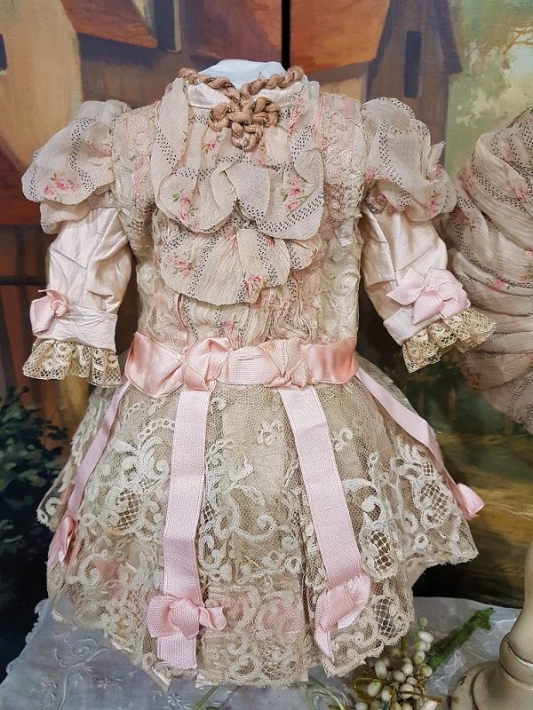 Lovely French Muslin and Silk Summer Dress with Bonnet