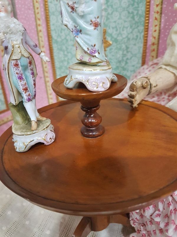 Rare Huret Era 1860th. Miniature Two-Top Table .... Mahagany