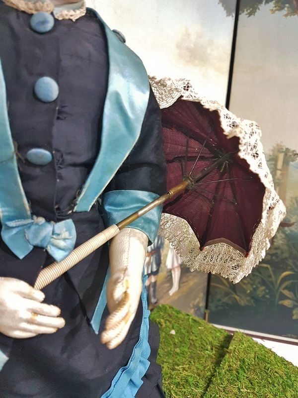 Rare small French Poupee Silk Parasol for Huret , Rohmer .....