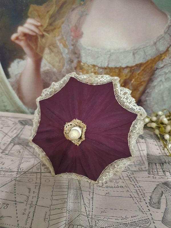 Rare small French Poupee Silk Parasol for Huret , Rohmer .....