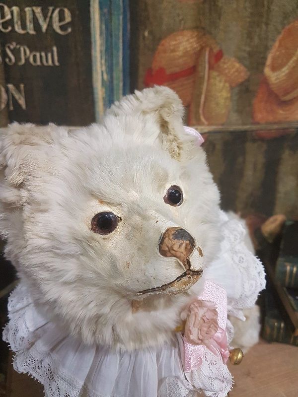 Rare Fur covered Paper Mache Toy Dog for Doll Display