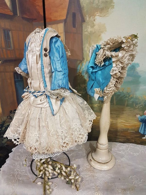Lovely French Bebe silk Costume with Bonnet