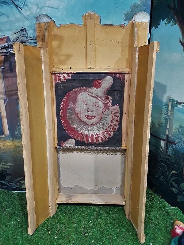 Rare small Antique French Guignol Doll Size Puppet Theater