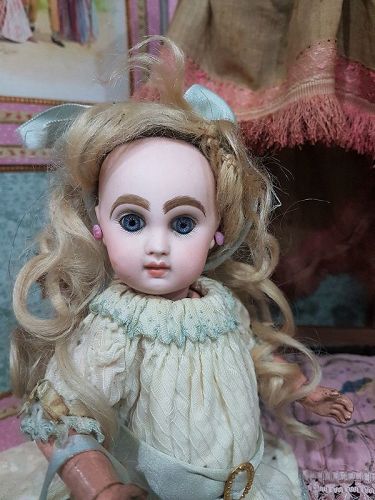 Rare 9" Size 1 Mademoiselle Jumeau in Pretty Antique Clothing