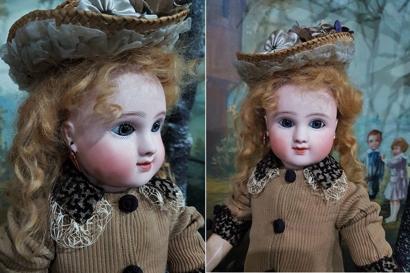 Lovely Early Figure C French Bisque Bebe by Jules Steiner