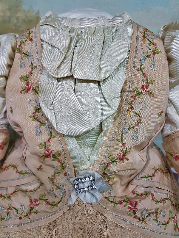 Marvelous French Bebe Silk Costume with lovely Silk Bonnet