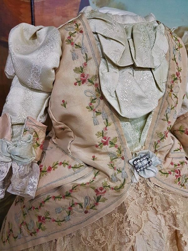 Marvelous French Bebe Silk Costume with lovely Silk Bonnet