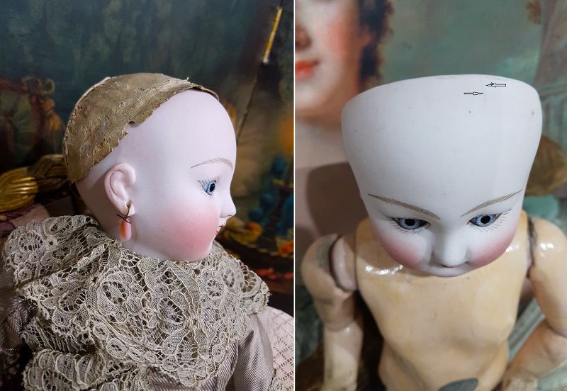 Rare French Bisque Moon Face Bebe Steiner / circa 1875th.
