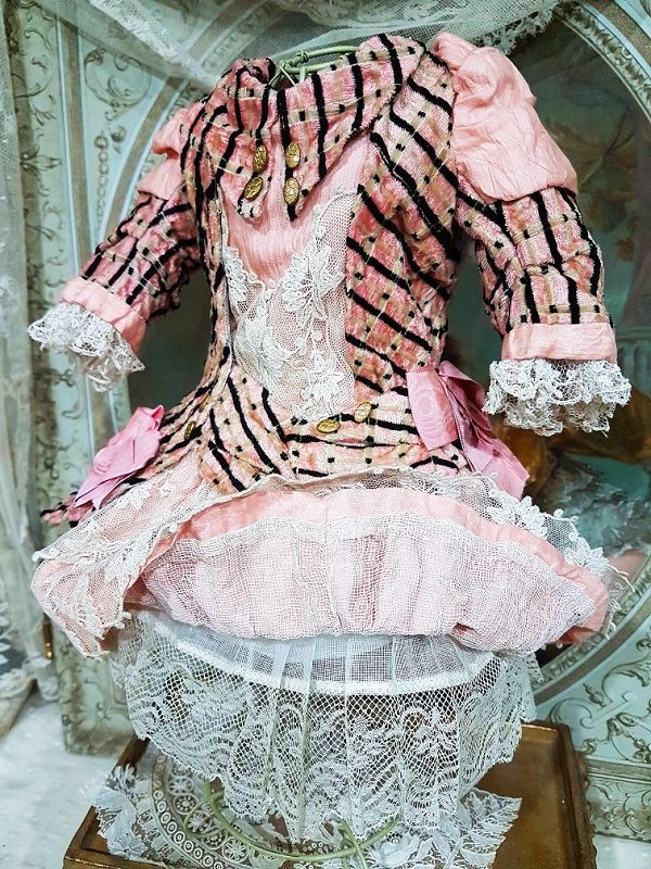 Elegant French Bebe Silk Costume with matching Bonnet