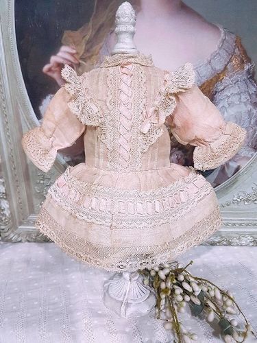 Stunning smal size antique French Bebe Dress 13"/14"