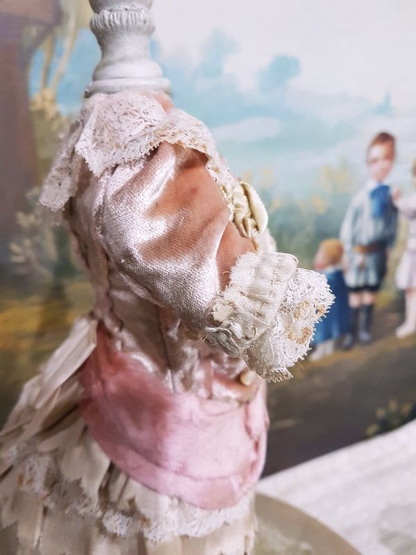 Superb French Small Bebe Silk Costume with Bonnet for 11&quot; Doll