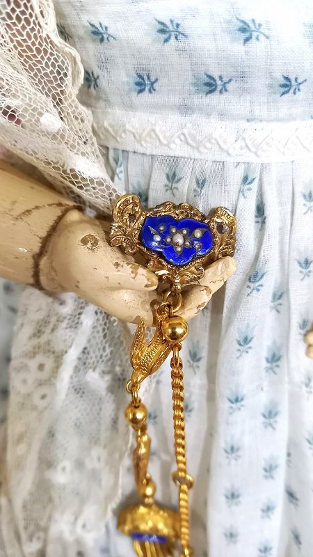 Rare decorative French Dolls Faux - Watch and Chain