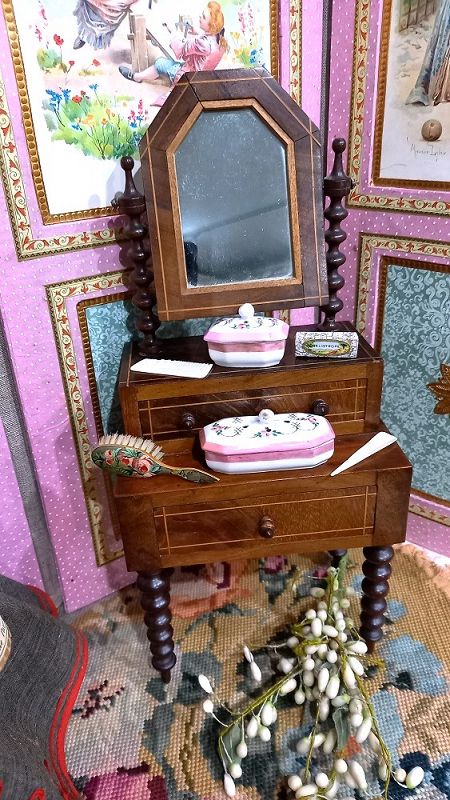 Pretty French Wooden Toilette Table for Poupee or Small Bebe ....