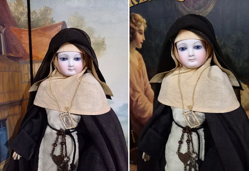 Rare original French Bisque &quot; Nun&quot; Poupee in original Costume