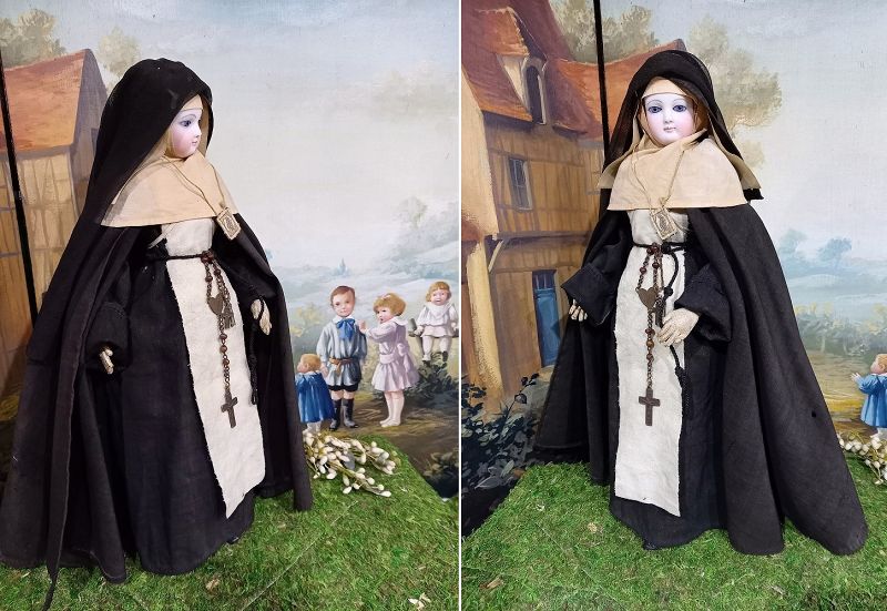 Rare original French Bisque &quot; Nun&quot; Poupee in original Costume