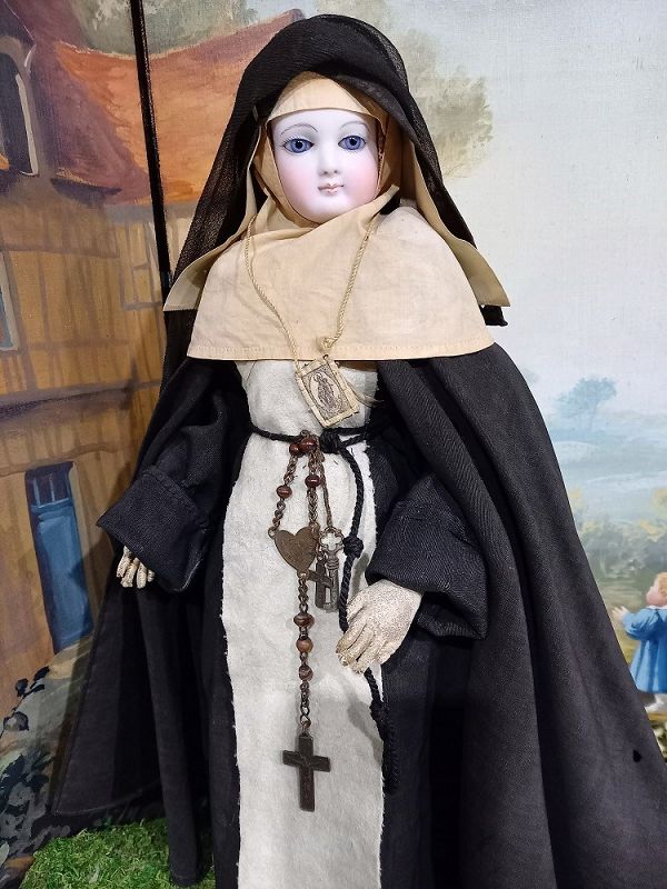 Rare original French Bisque &quot; Nun&quot; Poupee in original Costume