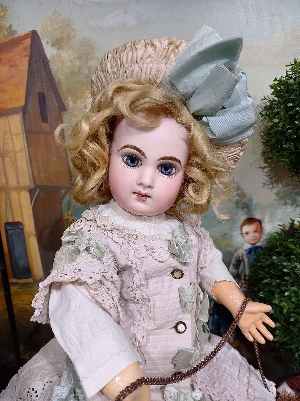 Antique Bisque Doll Original Costume, 8 3/4 IN, Antique German Bisque Doll