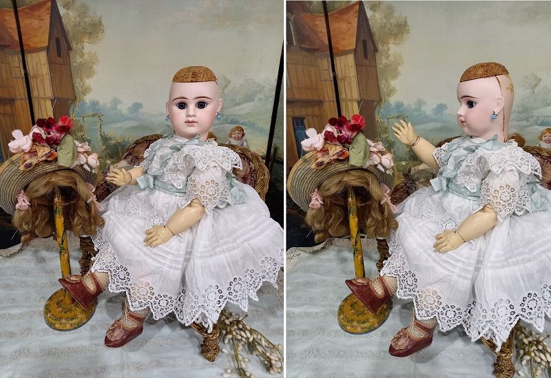 Rare Unusual Denamur Bebe by &quot; Kubelka&quot; patent rare Bisque cut ....