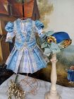 Pretty French one of a kind Bebe Costume with Straw Bonnet