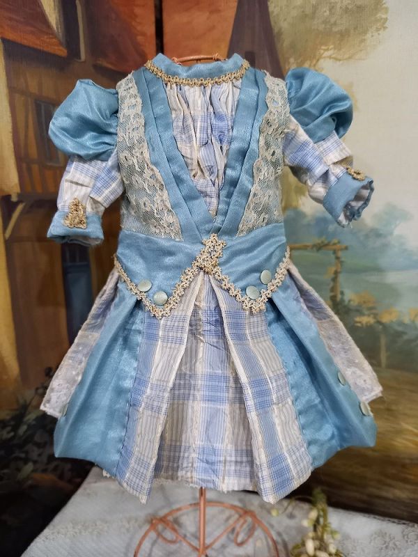 Pretty French one of a kind Bebe Costume with Straw Bonnet
