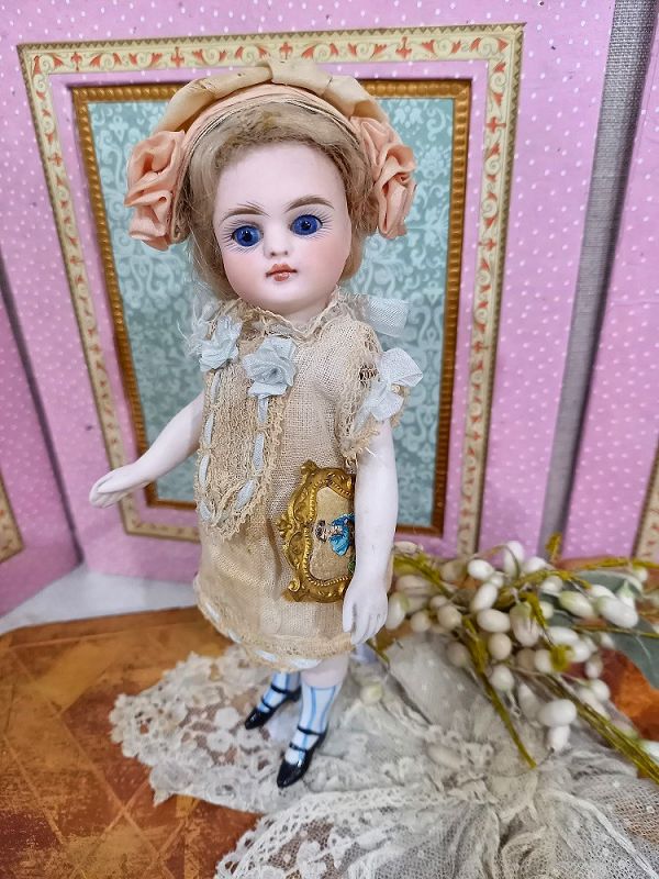 Antique all Bisque Mignonette in Original Costume and Box