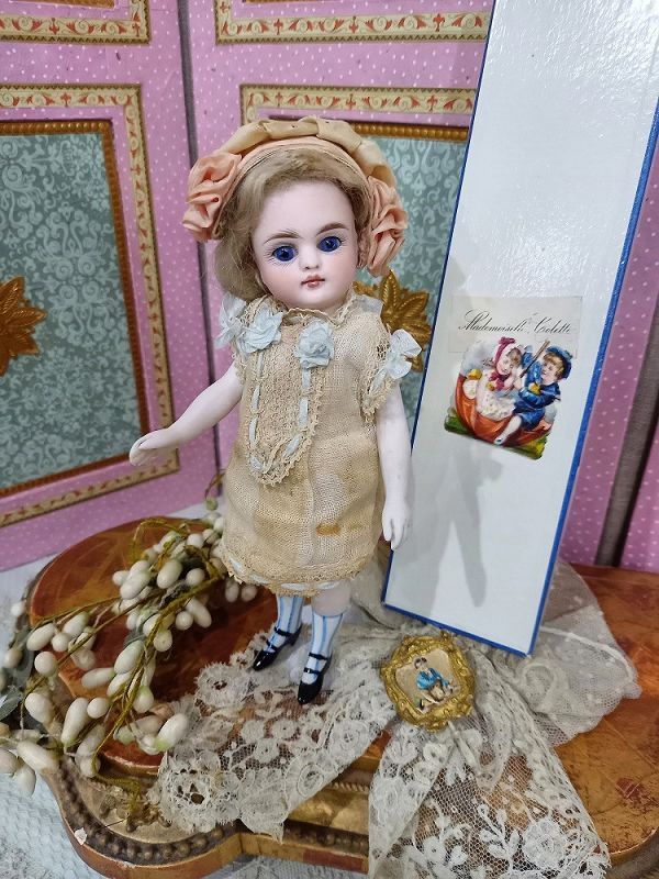 Antique all Bisque Mignonette in Original Costume and Box