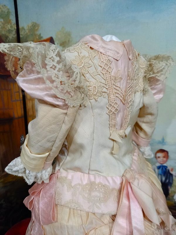 Pretty French Bebe silk Costume with Bonnet