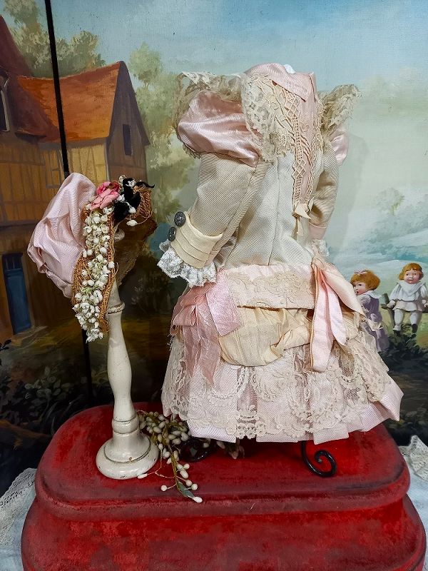 Pretty French Bebe silk Costume with Bonnet