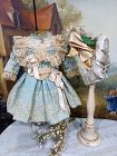 Fancy one of a kind  French Bebe Silk Costume with Bonnet