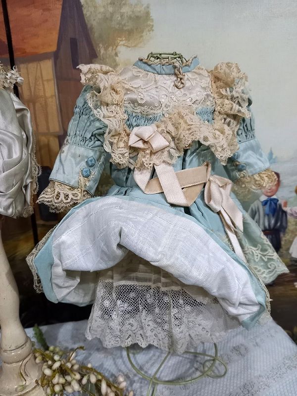 Fancy one of a kind  French Bebe Silk Costume with Bonnet