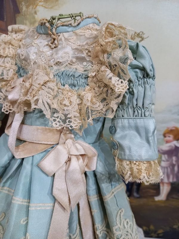 Fancy one of a kind  French Bebe Silk Costume with Bonnet