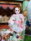 Rare 8" Size 0 tiny Mademoiselle Jumeau in pretty antique Clothing