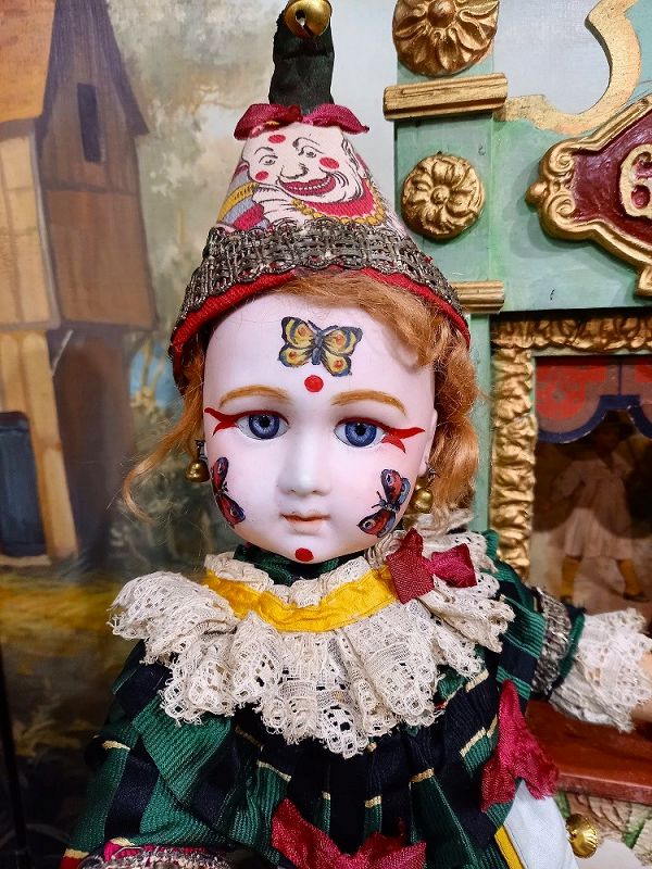 Lovely French Bisque Clown Bebe with rare Facial Painting ...