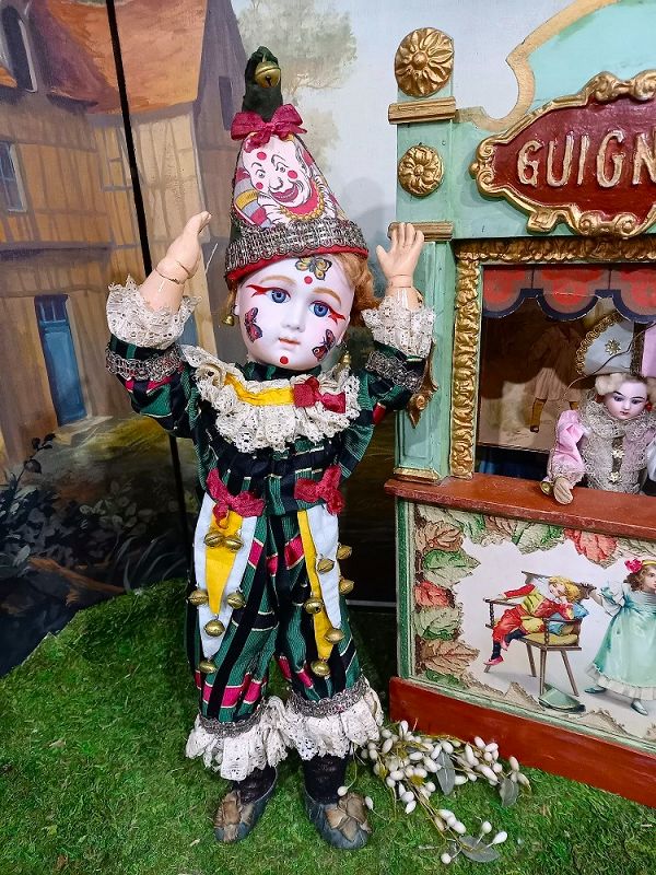 Lovely French Bisque Clown Bebe with rare Facial Painting ...