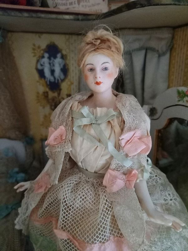 Unusual elegant 10&quot; Bisque Lady in her Lingerie ....