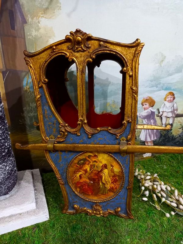 Superb &quot; Chaise a Porteur &quot; for French Bebe or Fashion Doll circa 1890