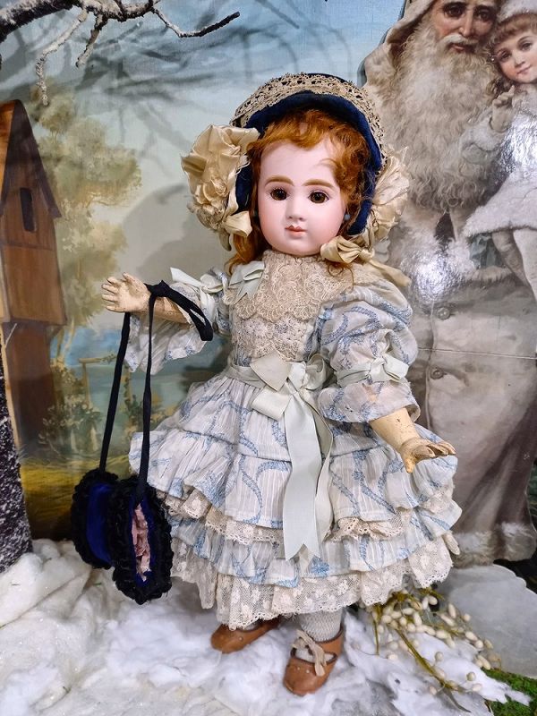 Rare French Bisque Bebe by Joanny with lovely antique Costume