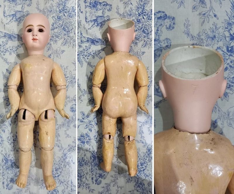 Rare French Bisque Bebe by Joanny with lovely antique Costume